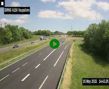 <h2>Webcam autoroute A150 à hauteur de La Vaupalière en périphérie de Rouen. Vue orientée vers Rouen</h2>