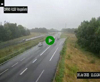 <h2>Webcam autoroute A150 à hauteur de La Vaupalière en périphérie de Rouen. Vue orientée vers Rouen</h2>