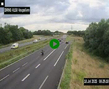 <h2>Webcam autoroute A150 à hauteur de La Vaupalière en périphérie de Rouen. Vue orientée vers Rouen</h2>