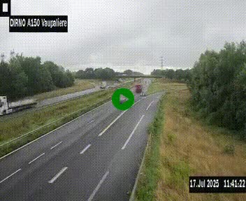 <h2>Webcam autoroute A150 à hauteur de La Vaupalière en périphérie de Rouen. Vue orientée vers Rouen</h2>