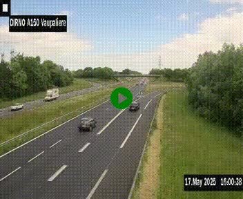 <h2>Webcam autoroute A150 à hauteur de La Vaupalière en périphérie de Rouen. Vue orientée vers Rouen</h2>