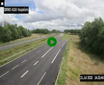 <h2>Webcam autoroute A150 à hauteur de La Vaupalière en périphérie de Rouen. Vue orientée vers Rouen</h2>