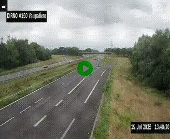 <h2>Webcam autoroute A150 à hauteur de La Vaupalière en périphérie de Rouen. Vue orientée vers Rouen</h2>