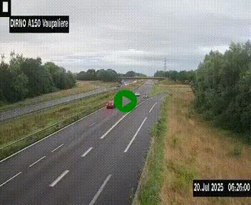<h2>Webcam autoroute A150 à hauteur de La Vaupalière en périphérie de Rouen. Vue orientée vers Rouen</h2>
