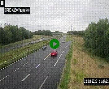 <h2>Webcam autoroute A150 à hauteur de La Vaupalière en périphérie de Rouen. Vue orientée vers Rouen</h2>