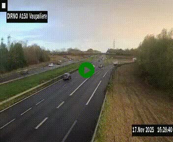 <h2>Webcam autoroute A150 à hauteur de La Vaupalière en périphérie de Rouen. Vue orientée vers Rouen</h2>