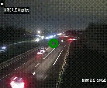<h2>Webcam autoroute A150 à hauteur de La Vaupalière en périphérie de Rouen. Vue orientée vers Rouen</h2>