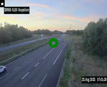 Webcam autoroute A150 à hauteur de La Vaupalière en périphérie de Rouen. Vue orientée vers Rouen