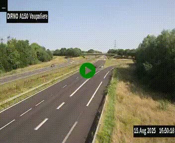 Webcam autoroute A150 à hauteur de La Vaupalière en périphérie de Rouen. Vue orientée vers Rouen