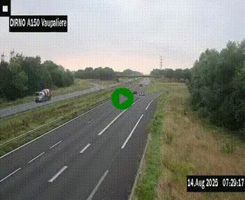 Webcam autoroute A150 à hauteur de La Vaupalière en périphérie de Rouen. Vue orientée vers Rouen