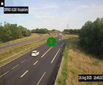Webcam autoroute A150 à hauteur de La Vaupalière en périphérie de Rouen. Vue orientée vers Rouen