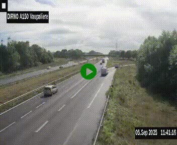 Webcam autoroute A150 à hauteur de La Vaupalière en périphérie de Rouen. Vue orientée vers Rouen