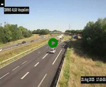 Webcam autoroute A150 à hauteur de La Vaupalière en périphérie de Rouen. Vue orientée vers Rouen