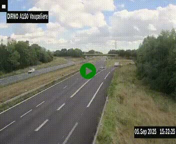 Webcam autoroute A150 à hauteur de La Vaupalière en périphérie de Rouen. Vue orientée vers Rouen