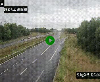 Webcam autoroute A150 à hauteur de La Vaupalière en périphérie de Rouen. Vue orientée vers Rouen