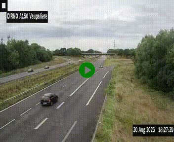 Webcam autoroute A150 à hauteur de La Vaupalière en périphérie de Rouen. Vue orientée vers Rouen