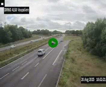 Webcam autoroute A150 à hauteur de La Vaupalière en périphérie de Rouen. Vue orientée vers Rouen