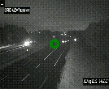 Webcam autoroute A150 à hauteur de La Vaupalière en périphérie de Rouen. Vue orientée vers Rouen