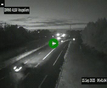 Webcam autoroute A150 à hauteur de La Vaupalière en périphérie de Rouen. Vue orientée vers Rouen