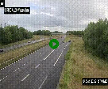 Webcam autoroute A150 à hauteur de La Vaupalière en périphérie de Rouen. Vue orientée vers Rouen