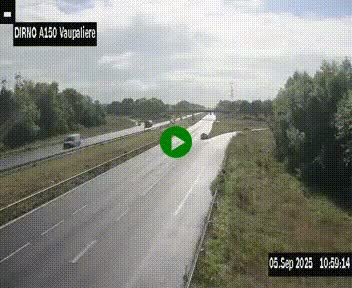 Webcam autoroute A150 à hauteur de La Vaupalière en périphérie de Rouen. Vue orientée vers Rouen