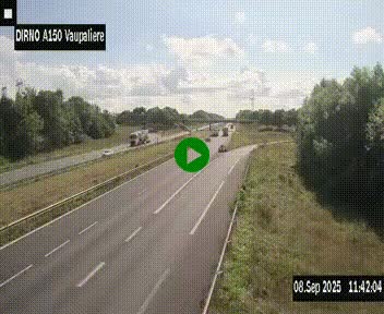 Webcam autoroute A150 à hauteur de La Vaupalière en périphérie de Rouen. Vue orientée vers Rouen