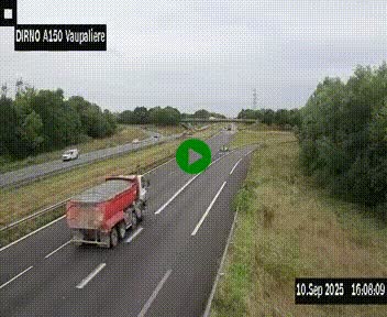 Webcam autoroute A150 à hauteur de La Vaupalière en périphérie de Rouen. Vue orientée vers Rouen