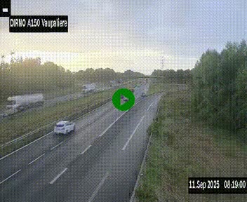 Webcam autoroute A150 à hauteur de La Vaupalière en périphérie de Rouen. Vue orientée vers Rouen
