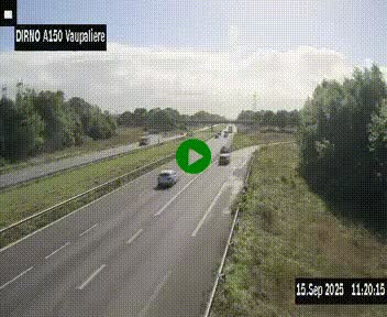 Webcam autoroute A150 à hauteur de La Vaupalière en périphérie de Rouen. Vue orientée vers Rouen
