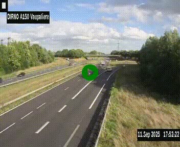 Webcam autoroute A150 à hauteur de La Vaupalière en périphérie de Rouen. Vue orientée vers Rouen