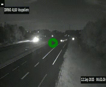 Webcam autoroute A150 à hauteur de La Vaupalière en périphérie de Rouen. Vue orientée vers Rouen