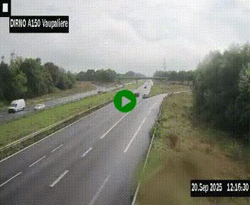 Webcam autoroute A150 à hauteur de La Vaupalière en périphérie de Rouen. Vue orientée vers Rouen