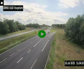 <h2>Webcam autoroute A150 à hauteur de La Vaupalière en périphérie de Rouen. Vue orientée vers Rouen</h2>