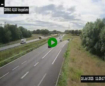 <h2>Webcam autoroute A150 à hauteur de La Vaupalière en périphérie de Rouen. Vue orientée vers Rouen</h2>