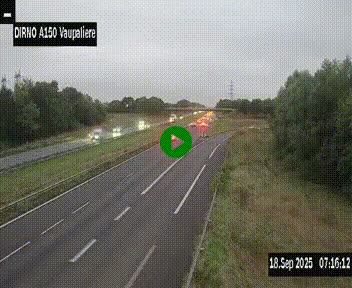 <h2>Webcam autoroute A150 à hauteur de La Vaupalière en périphérie de Rouen. Vue orientée vers Rouen</h2>