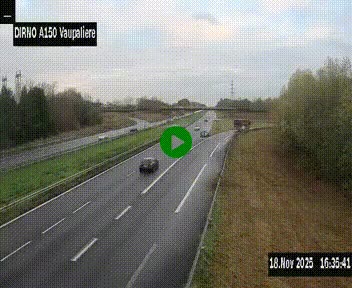 <h2>Webcam autoroute A150 à hauteur de La Vaupalière en périphérie de Rouen. Vue orientée vers Rouen</h2>