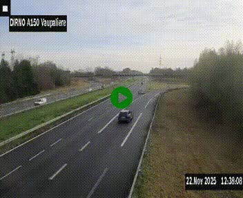 <h2>Webcam autoroute A150 à hauteur de La Vaupalière en périphérie de Rouen. Vue orientée vers Rouen</h2>