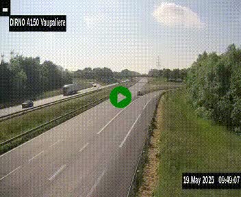<h2>Webcam autoroute A150 à hauteur de La Vaupalière en périphérie de Rouen. Vue orientée vers Rouen</h2>