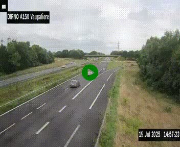 <h2>Webcam autoroute A150 à hauteur de La Vaupalière en périphérie de Rouen. Vue orientée vers Rouen</h2>