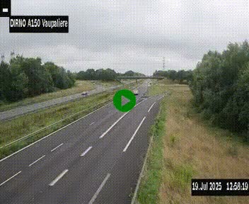 <h2>Webcam autoroute A150 à hauteur de La Vaupalière en périphérie de Rouen. Vue orientée vers Rouen</h2>