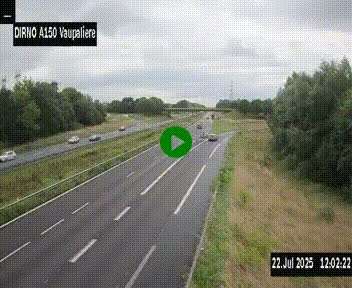 <h2>Webcam autoroute A150 à hauteur de La Vaupalière en périphérie de Rouen. Vue orientée vers Rouen</h2>