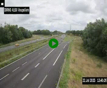 <h2>Webcam autoroute A150 à hauteur de La Vaupalière en périphérie de Rouen. Vue orientée vers Rouen</h2>