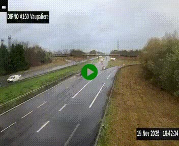 <h2>Webcam autoroute A150 à hauteur de La Vaupalière en périphérie de Rouen. Vue orientée vers Rouen</h2>