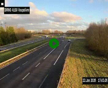 <h2>Webcam autoroute A150 à hauteur de La Vaupalière en périphérie de Rouen. Vue orientée vers Rouen</h2>