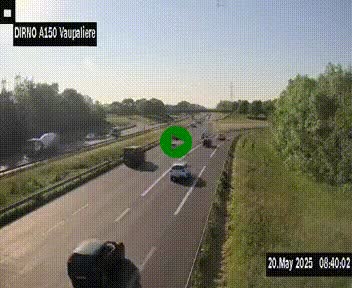<h2>Webcam autoroute A150 à hauteur de La Vaupalière en périphérie de Rouen. Vue orientée vers Rouen</h2>