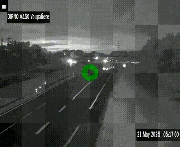 <h2>Webcam autoroute A150 à hauteur de La Vaupalière en périphérie de Rouen. Vue orientée vers Rouen</h2>