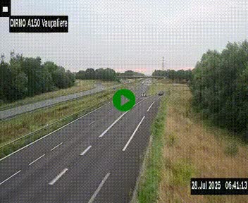 <h2>Webcam autoroute A150 à hauteur de La Vaupalière en périphérie de Rouen. Vue orientée vers Rouen</h2>