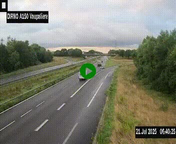 <h2>Webcam autoroute A150 à hauteur de La Vaupalière en périphérie de Rouen. Vue orientée vers Rouen</h2>