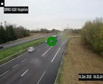 <h2>Webcam autoroute A150 à hauteur de La Vaupalière en périphérie de Rouen. Vue orientée vers Rouen</h2>
