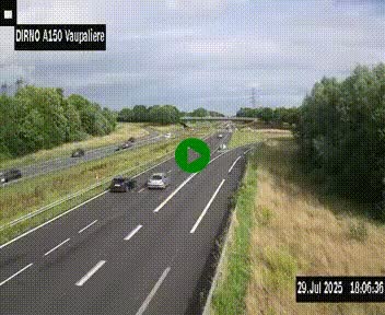 <h2>Webcam autoroute A150 à hauteur de La Vaupalière en périphérie de Rouen. Vue orientée vers Rouen</h2>